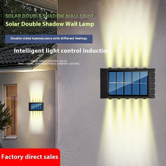 Lámpara de pared solar de 4/6/8/10 LED, luz decorativa para exteriores, impermeable, con iluminación de arriba y abajo, para jardín y paisaje.