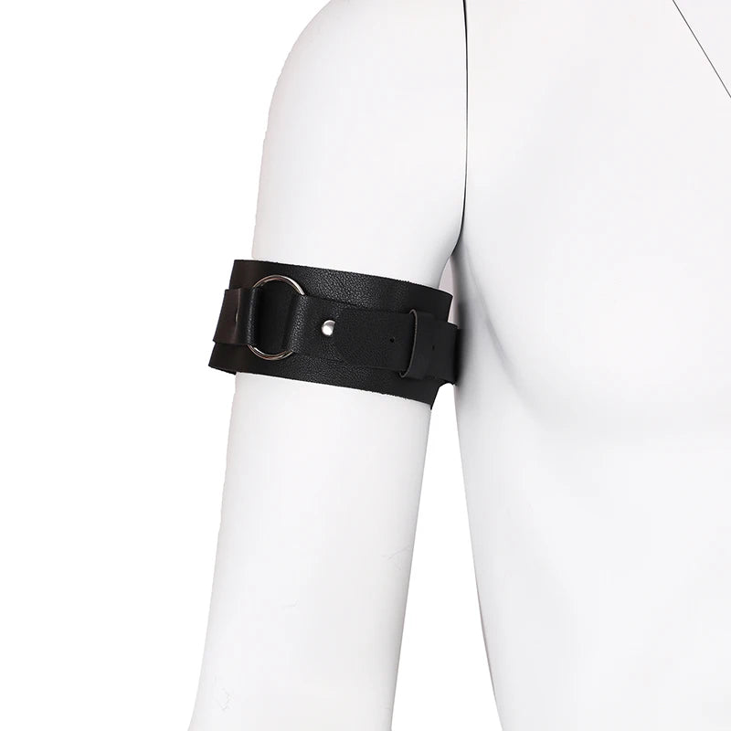 Arnés de cuero sintético para hombre, pulsera sexy, ajustable, para bondage, cosplay y clubwear