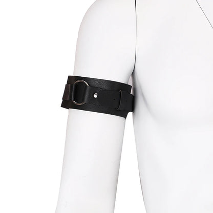 Arnés de cuero sintético para hombre, pulsera sexy, ajustable, para bondage, cosplay y clubwear