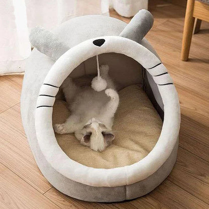 Cama para gatos de sueño profundo con dibujos animados, plegable, extraíble y lavable, para perros pequeños, bolsa tipo cueva