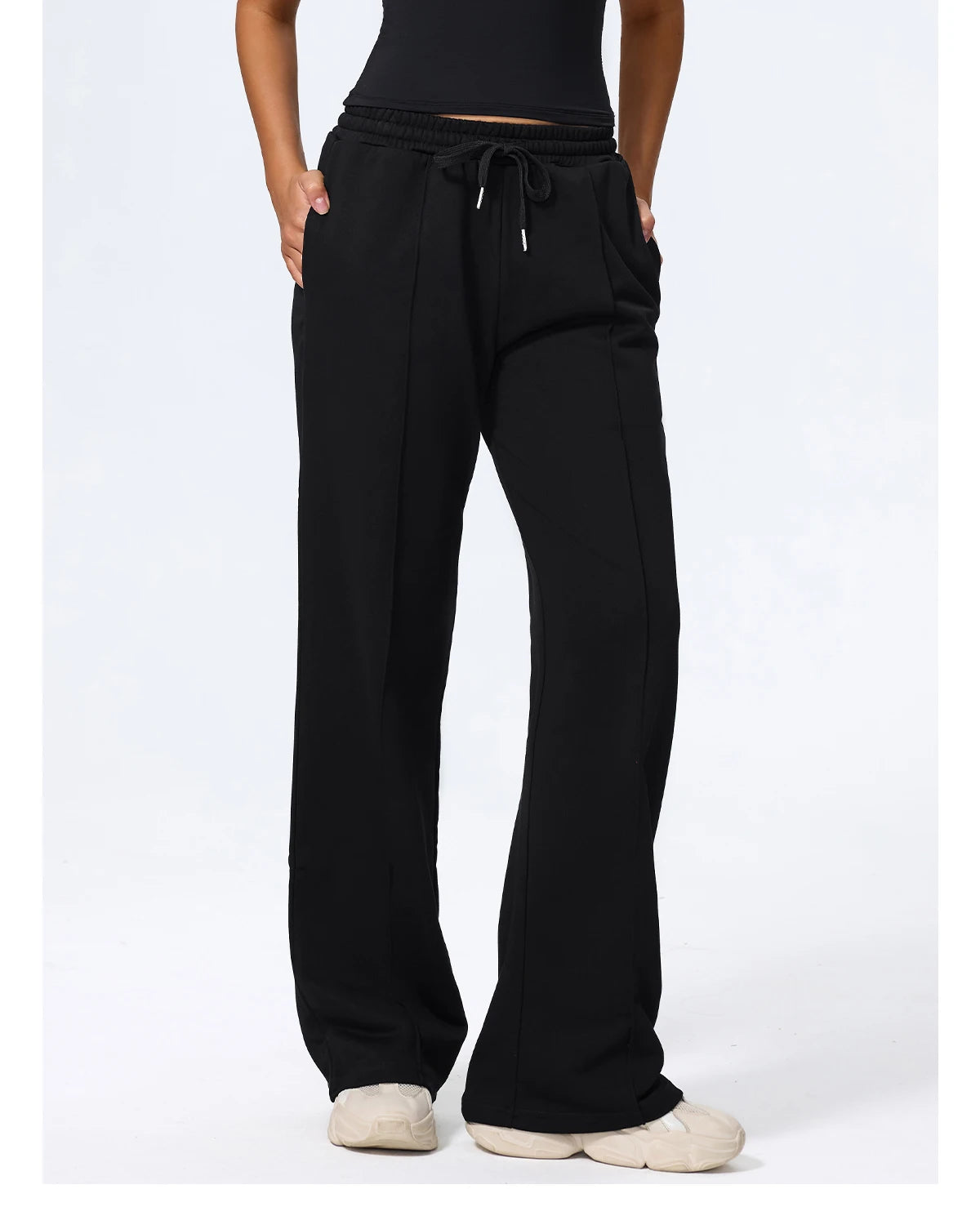 Pantalones largos de yoga para mujer, cálidos para invierno y otoño, para gimnasio, entrenamiento, estilo holgado, deportivos, de cintura alta, con cordón ajustable.