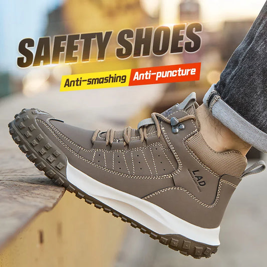 Zapatos de seguridad para hombre, de caña alta, cómodos, con suela blanda, antiimpactos y resistentes a perforaciones, botas de trabajo para obras de construcción.