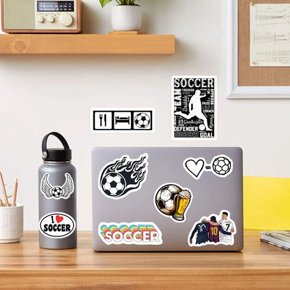 Pegatinas deportivas de fútbol, camisetas de jugadores, cascos, juguetes, calcomanías para portátiles, teléfonos, botellas, decoración, impermeables.