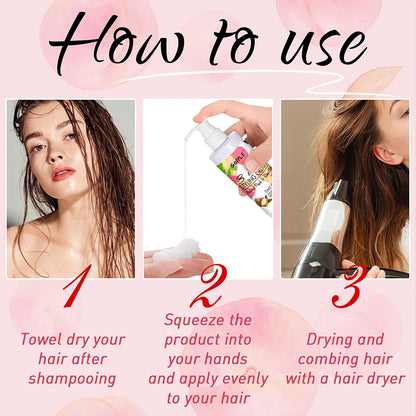 Acondicionador sin enjuague 3 en 1, crema para peinar, elasticidad de rizos, controla el frizz, da brillo al cabello, suaviza, mejora la definición y es ideal para todo tipo de cabello.