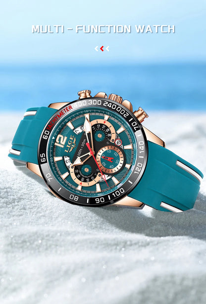 Reloj LIGE original para hombre, deportivo, de negocios, multifuncional, con calendario y código de tiempo, correa de silicona, reloj de cuarzo de marca de lujo para hombre