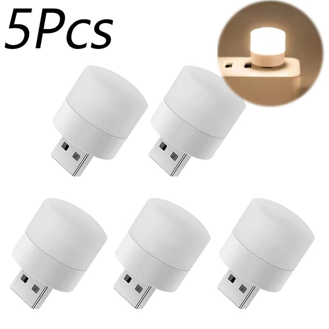 1/10 Mini Luz Nocturna USB Luz Blanca Cálida para Protección Ocular, Ideal para Leer, Leer y Cargar Dispositivos Móviles, Ordenadores y Ordenadores
