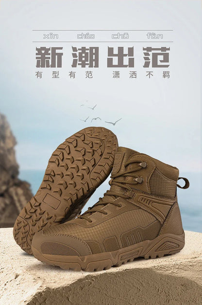 2024Men's Boots Outdoor Tactical mid-waist Boot Men's Hiking Shoes Non-slip Desert Combat Boots Men's Solid Color Snow Boots New