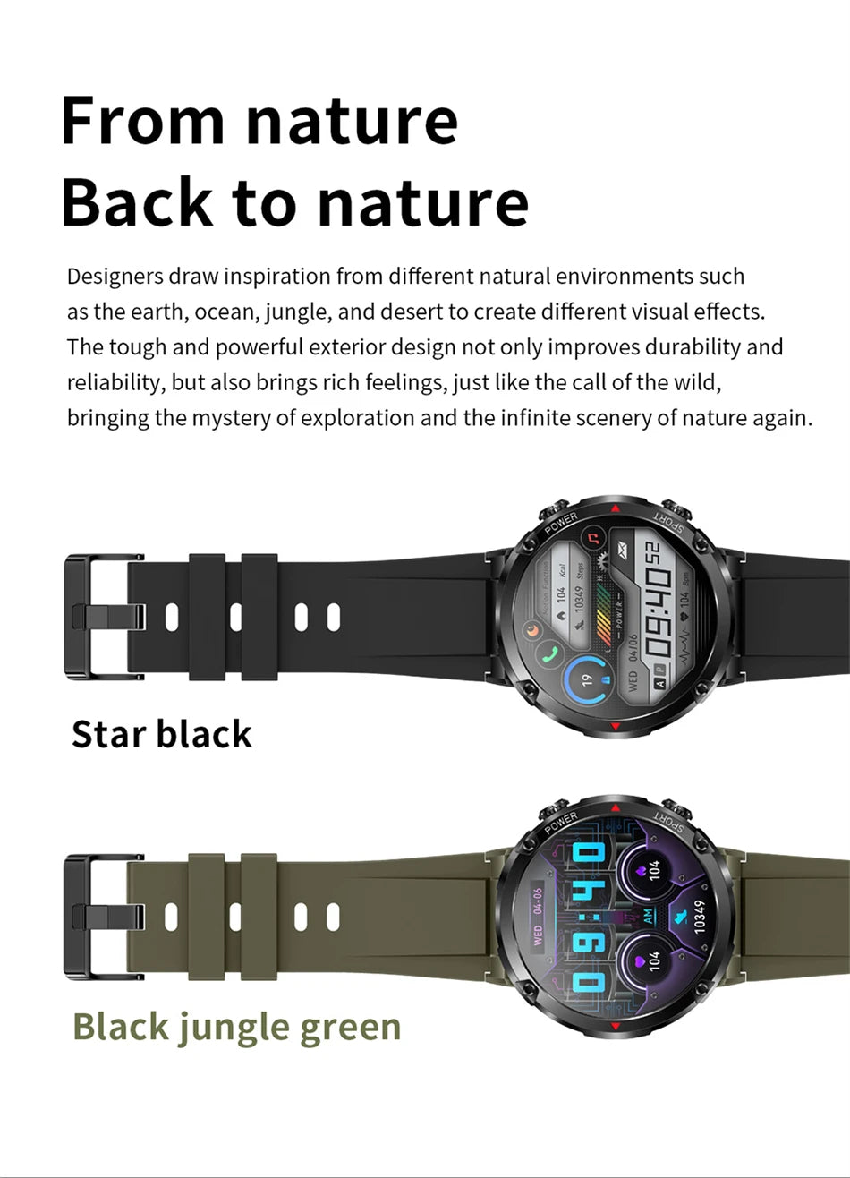 Reloj inteligente LIGE con batería grande de 600 mAh para hombre, reloj inteligente deportivo resistente al agua con llamadas Bluetooth y pantalla AMOLED.