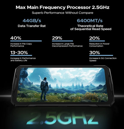 Teléfono robusto DOOGEE V40 Pro 5G versión global, pantalla de 6,78", 16 GB + 512 GB, dimensiones 7300, cámara con IA de 200 MP, 8680 mAh, cargador rápido de 33 W.