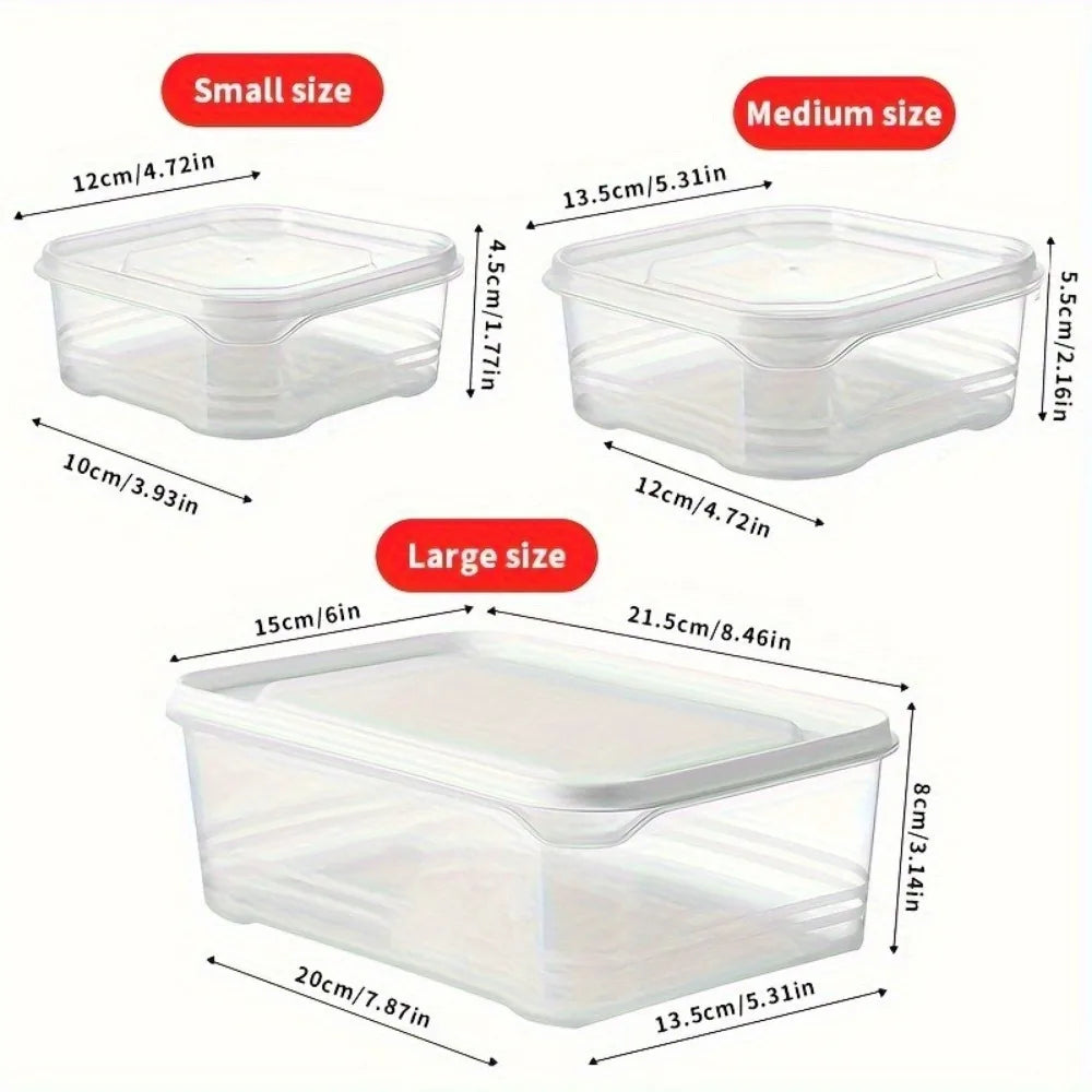 Juego de 3 cajas para conservar la frescura del refrigerador, para frutas y verduras, selladas para almacenamiento en el refrigerador, para acampar.