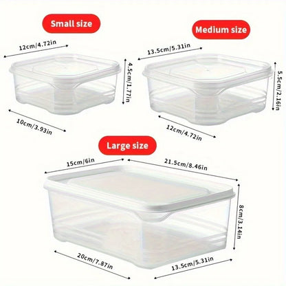 Juego de 3 cajas para conservar la frescura del refrigerador, para frutas y verduras, selladas para almacenamiento en el refrigerador, para acampar.