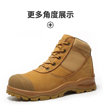 ROCKROOSTER Zapatos de senderismo para hombre, botas de caza impermeables, zapatos de seguridad de cuero, botines tácticos, zapatos de trabajo, zapatillas deportivas con punta de acero