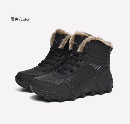 Botas de invierno para hombre, zapatillas cálidas, impermeables, antideslizantes, de felpa, de cuero, talla grande 48, novedad de 2024