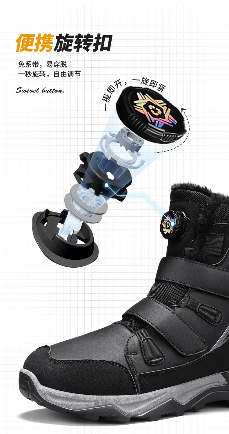 Botas de nieve impermeables para hombre, con entresuela, cálidas, para exteriores, antideslizantes y resistentes a la abrasión.