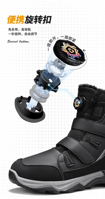 Botas de nieve impermeables para hombre, con entresuela, cálidas, para exteriores, antideslizantes y resistentes a la abrasión.