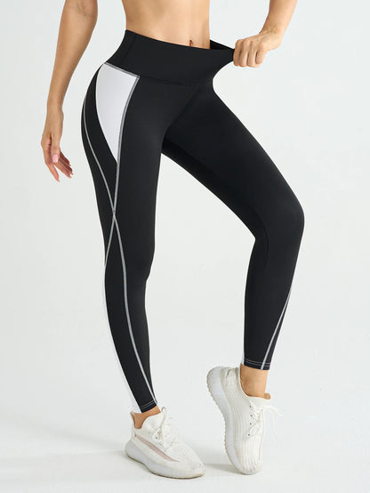 Leggings de yoga multicolor de cintura alta con diseño moldeador de abdomen, ideales para gimnasio, deportes y correr. Pantalones de yoga elásticos en cuatro direcciones.