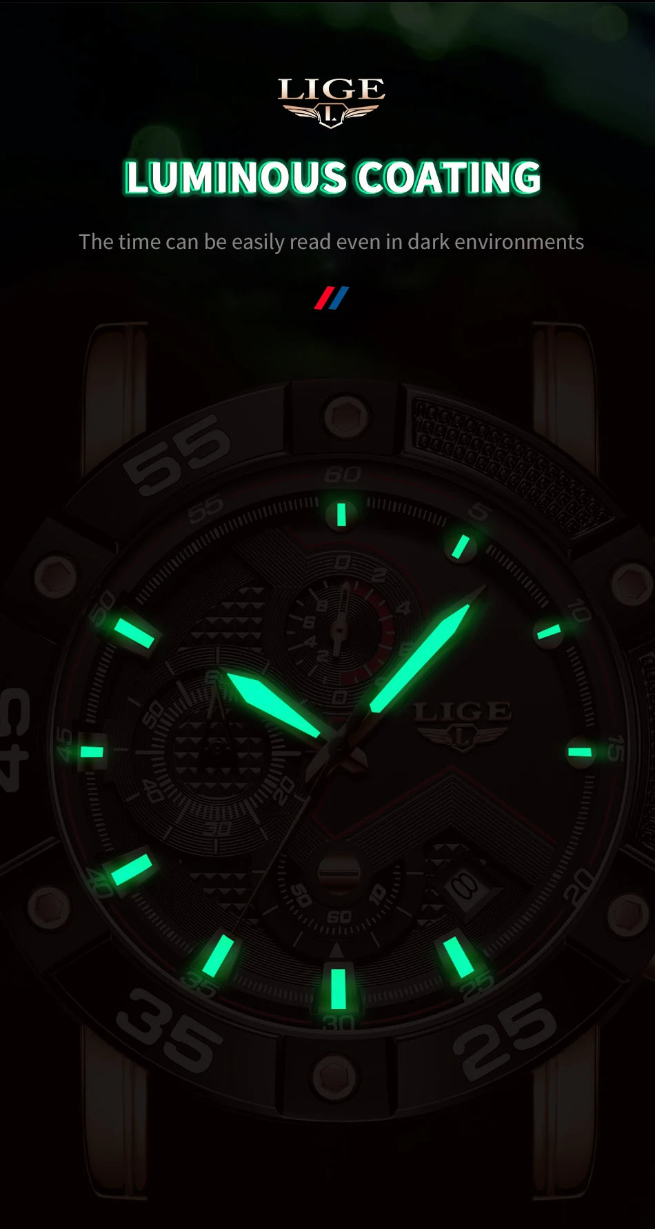 Relojes LIGE para hombre, marca superior, lujo, esfera grande, silicona, militar, deportivo, impermeable, cuarzo, para hombre, Relogio Masculino.
