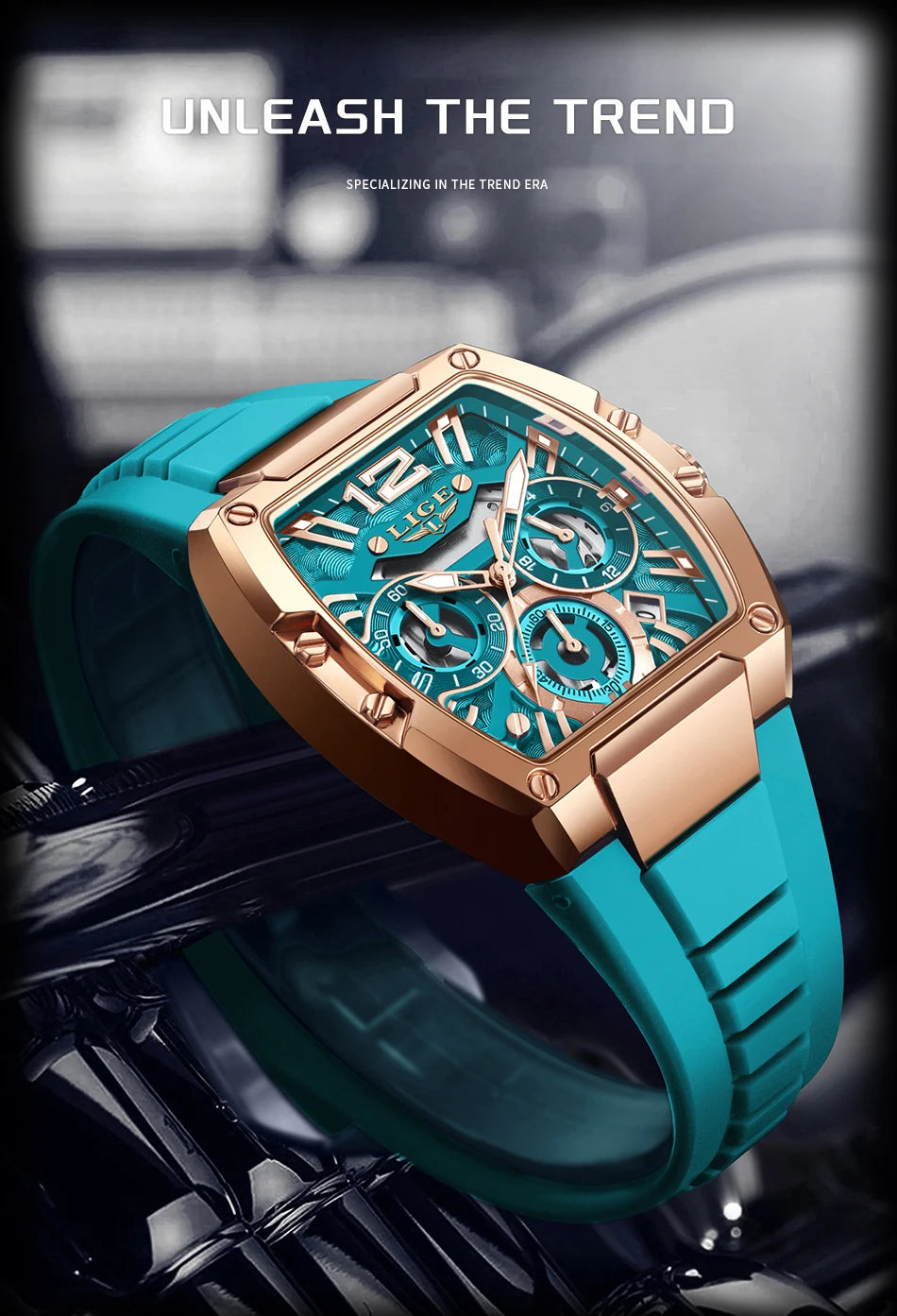 LIGE Reloj de cuarzo sencillo para hombre, correa de silicona, deportivo, informal, para exteriores, calendario, luminoso, resistente al agua, hueco, nuevo