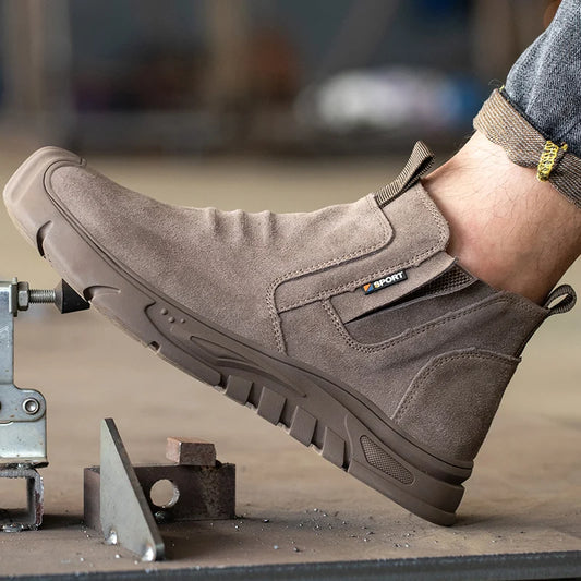 Botas de trabajo con puntera de acero, calzado de trabajo antiperforación para hombre, zapatos de trabajo indestructibles, zapatos de trabajo para exteriores, botas de seguridad para hombre.