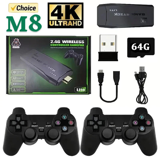 Consola M8 con control inalámbrico dual de 2,4 G y 10 000 juegos, 64 GB, retro, envío directo, regalo de Navidad