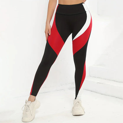Leggings de yoga de cintura alta con bloques de color para mujer, leggings de entrenamiento con control de abdomen para mujer