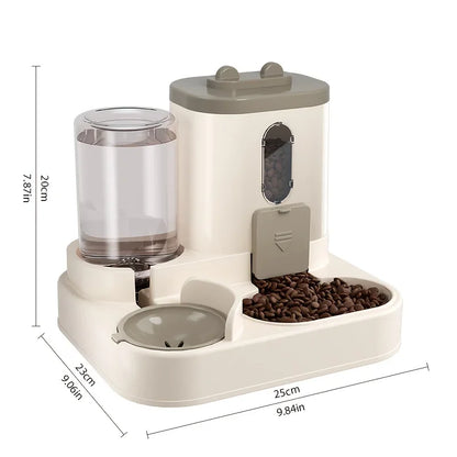 Dispensador de comida para gatos 2 en 1, agua y comida integrados, totalmente automático, dispensador de comida y agua para gatos, bonito dispensador de agua.