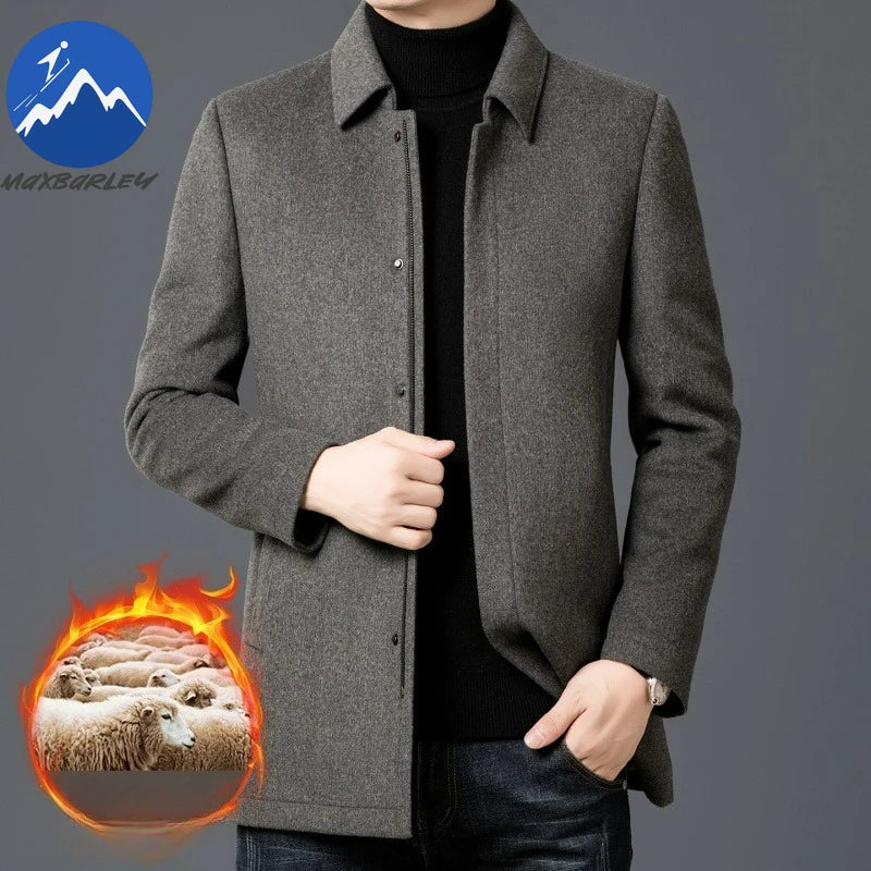 Chaqueta de lana para hombre Maxbarley, estilo moderno, con solapa, ideal para actividades al aire libre, oficina, parka gruesa y cálida, estilo casual y elegante, ligera, perfecta para el invierno.