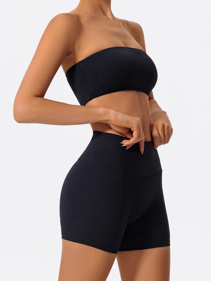 Conjunto deportivo de dos piezas Ctenkevet para mujer: incluye sujetador sin tirantes, top corto y ropa de gimnasio.