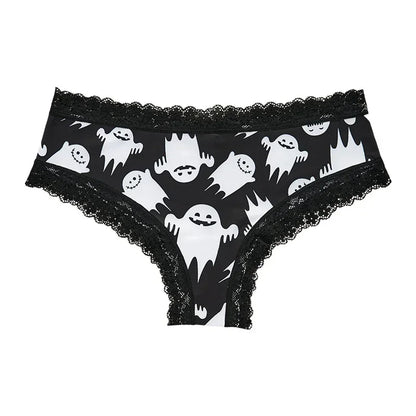 Ropa interior para mujer, bragas sexys con borde de encaje, estilo gótico, lencería con calavera rosa, pantalones triangulares cómodos y transpirables personalizados