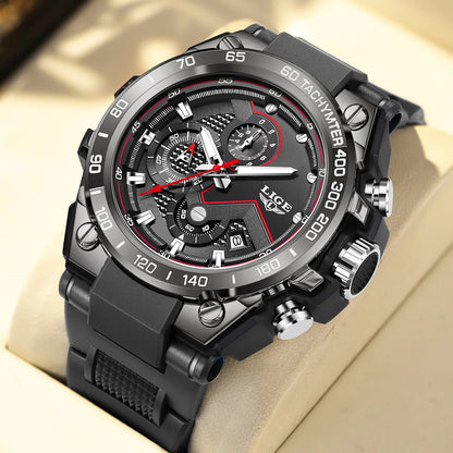 Reloj LIGE para hombre, multifunción, correa de silicona, resistente al agua, luminoso, calendario, moda, deportivo, cuarzo.