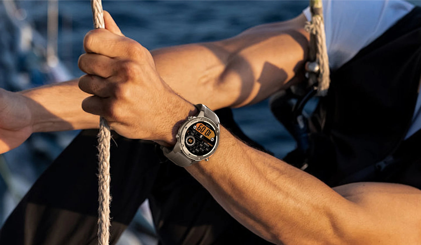 Nuevo reloj inteligente para exteriores para hombre, batería de larga duración de 500 mAh, pantalla AMOLED, resistente al agua hasta 5 ATM, monitor de ritmo cardíaco, GPS, reloj inteligente militar.