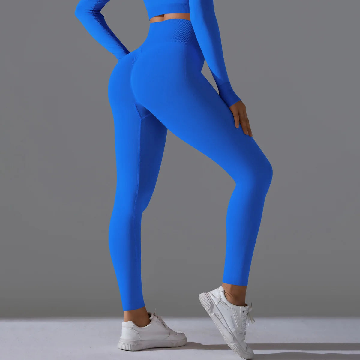 Leggings deportivos de yoga para mujer, sin costuras, cintura alta, elásticos, color sólido, para gimnasio, correr, secado rápido, realce y efecto moldeador.