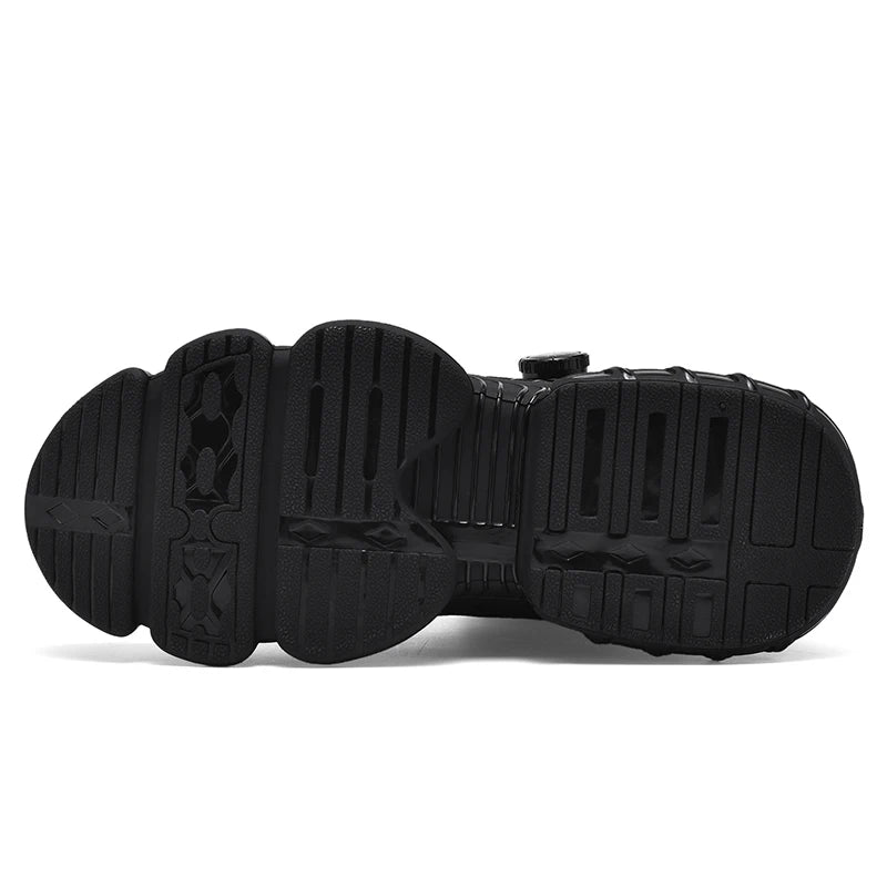 Zapatos de seguridad de caña alta para hombre con botón giratorio, resistentes a impactos y perforaciones, zapatillas de moda para hombre, calzado de seguridad profesional.