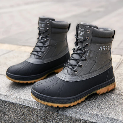Botas de nieve de invierno para hombre, talla grande 47, para exteriores, para entrenamiento, trabajo, impermeables, antideslizantes, mantienen el calor en invierno.