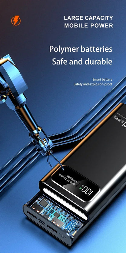 Banco de energía Xiaomi de 500.000 mAh y 120 W con carga ultrarrápida y pantalla digital de alta capacidad para iPhone, Samsung y Huawei.