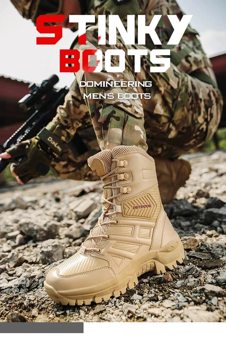 Botas altas de piel para hombre de alta calidad, transpirables, estilo desértico, ideales para actividades al aire libre. Botines antideslizantes para senderismo.