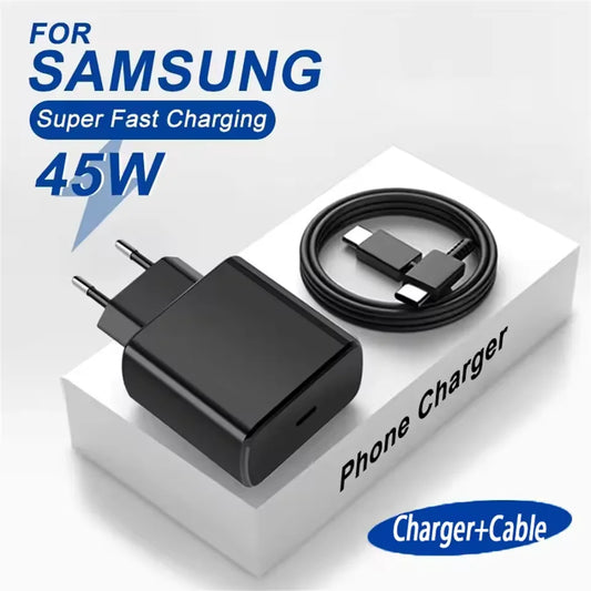 Cargador PD de 45 W con carga rápida para Samsung Galaxy S22, S23 Ultra, Note 10+ 5G, USB-C, adaptador de pared de carga rápida tipo C.