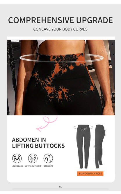 Pantalones de yoga con estampado floral fragmentado y teñido anudado, absorben el sudor, cintura alta, ajustados, levantan la cadera, pantalones deportivos para correr.