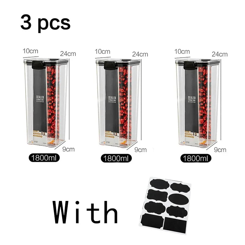 Juego de contenedores de alimentos para mascotas, caja de almacenamiento de 460-1800 ml, transparente, apilable, para cocina, seco, para espaguetis y fideos, recipientes sellados.