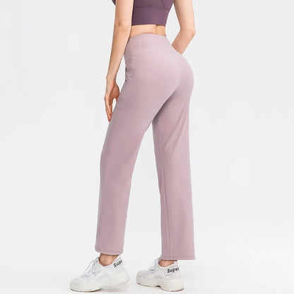 Pantalones deportivos para mujer, estilo casual, para yoga, holgados, de talle alto, elásticos, para entrenamiento físico, rectos, para correr, Yu02334