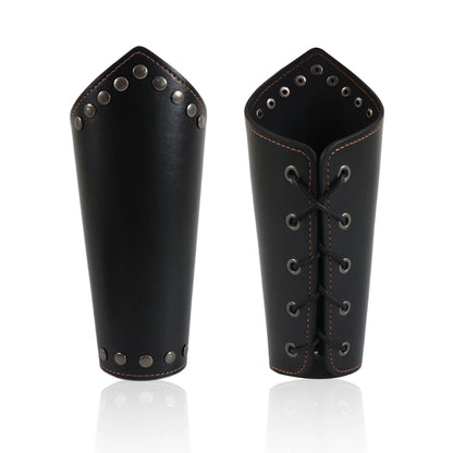 Armadura medieval de cuero sintético para hombre, calentadores de brazos con cordones, guantelete de caballero pirata vikingo, brazalete, accesorios steampunk