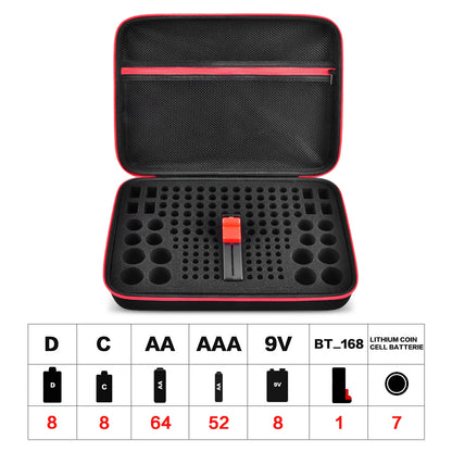 Estuche organizador de baterías, contenedor para guardar baterías con comprobador. Caja organizadora para garaje.