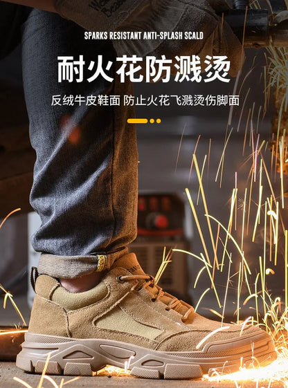 Calzado de seguridad laboral para hombre: transpirable, apto para todas las estaciones, resistente a impactos y perforaciones, y con protección contra el desgaste.