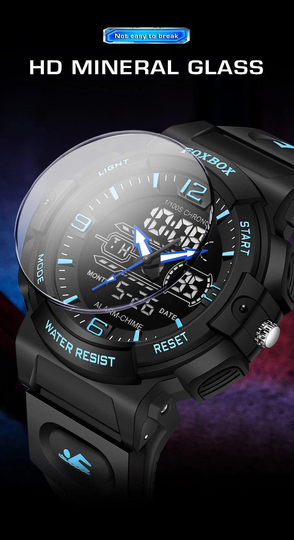 LIGE-Reloj de pulsera deportivo militar para hombre, nuevo, resistente al agua hasta 50 m, con alarma y pantalla LCD dual, de cuarzo