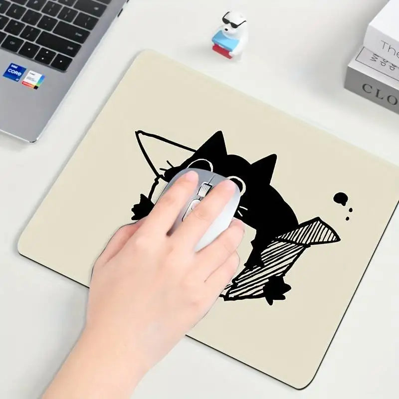 Alfombrilla de ratón con diseño de gato negro, pequeña, para oficina, escritorio de ordenador, teclado, alfombrilla grande para ratón, cojín para portátil, alfombrilla antideslizante para escritorio, decoración del hogar