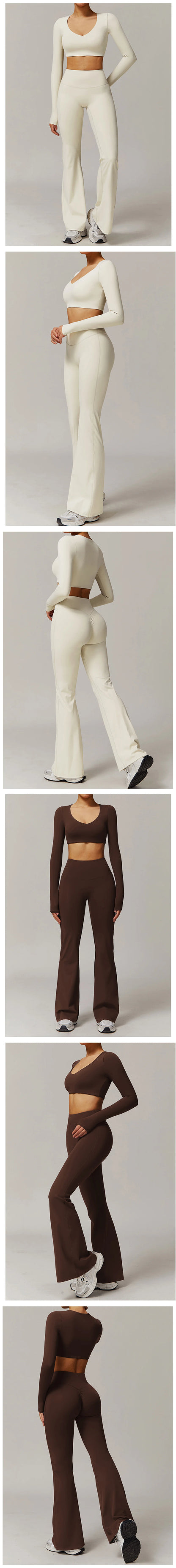 Women's Tracksuit 2PCS Yoga Sets Sportswear Workout Fitness Long Sleeved Sports Bra High Waist Leggings Gym Clothing Sports Suit