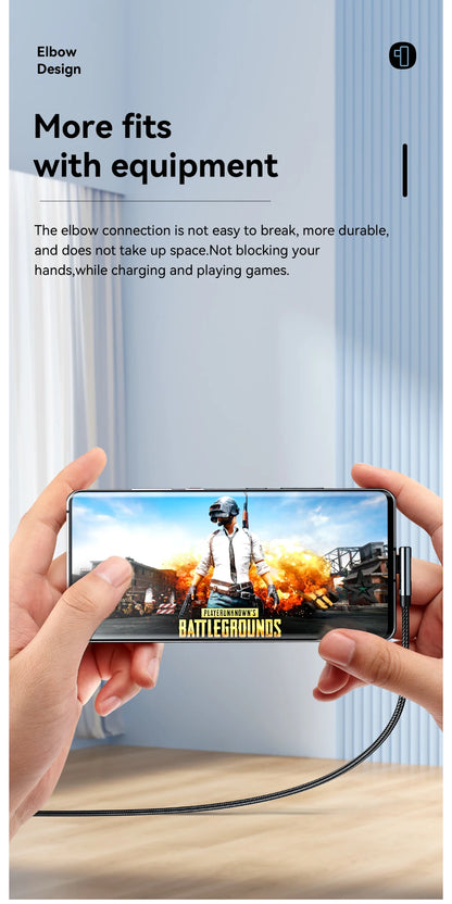 Cable USB C a tipo C Essager PD100W, cable de carga rápida con codo de 90 grados y pantalla para iPhone 15, Huawei, Samsung y MacBook Pro.