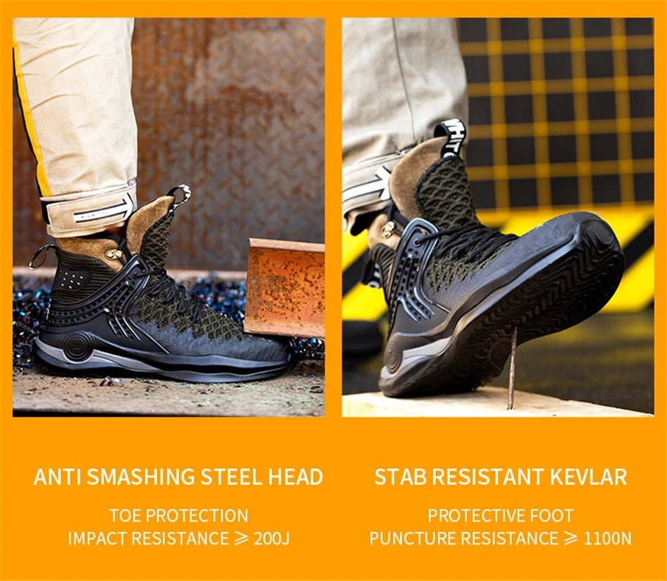 Botas de trabajo de seguridad para hombre con puntera de acero, nuevas, antiaplastamiento y antipinchazos. Calzado antideslizante para hombre, modelos para las cuatro estaciones.