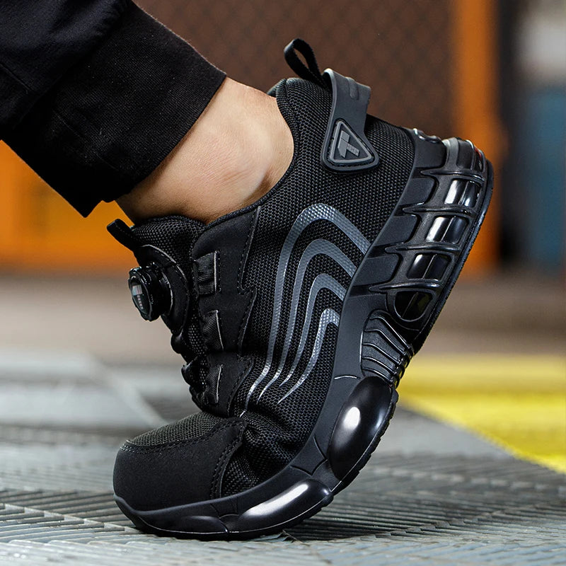 Zapatos de seguridad nuevos con botón giratorio para hombre, zapatos de trabajo antiimpacto y antiperforación, zapatos deportivos de moda para hombre y zapatos de seguridad profesionales.