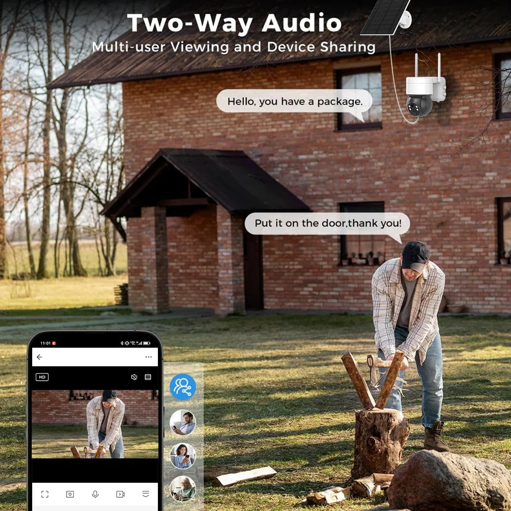 Cámara IP de seguridad inteligente Tuya SmartLife WIFI 3MP IP65 resistente al agua con seguimiento humano, visión nocturna a color y energía solar.
